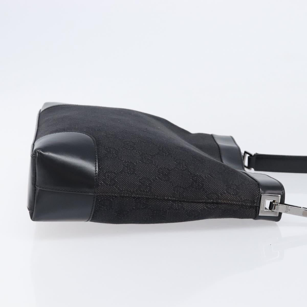 GUCCI GG Canvas Shoulder Bag Outlet Black Silver 143745 Auth yk20887A