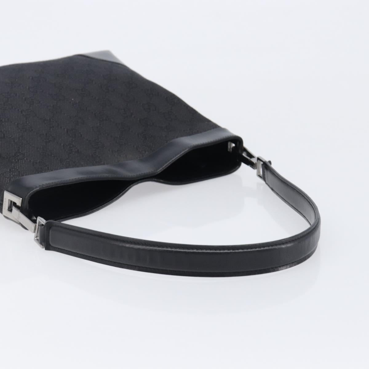 GUCCI GG Canvas Shoulder Bag Outlet Black Silver 143745 Auth yk20887A
