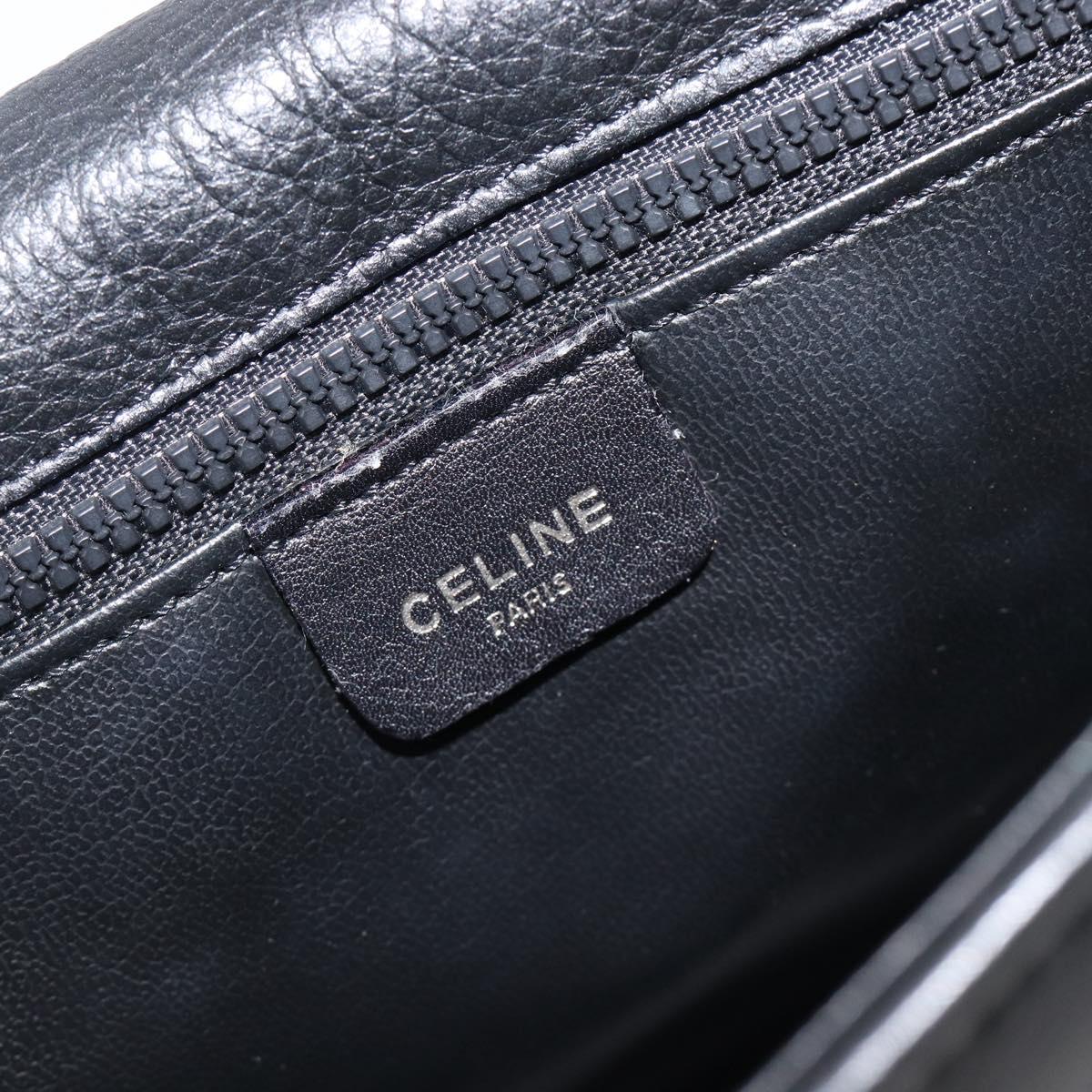 CELINE Chain Shoulder Bag Leather Black Gold Auth yk20890V