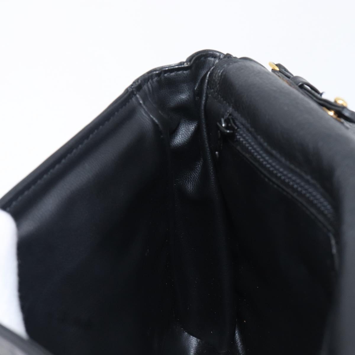 CELINE Chain Shoulder Bag Leather Black Gold Auth yk20890V
