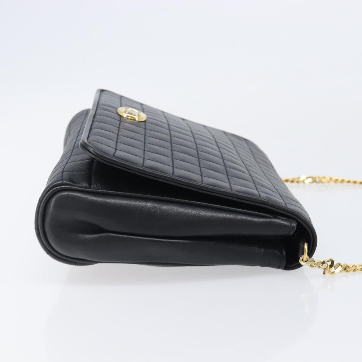 CELINE Chain Shoulder Bag Leather Black Gold Auth yk20890V