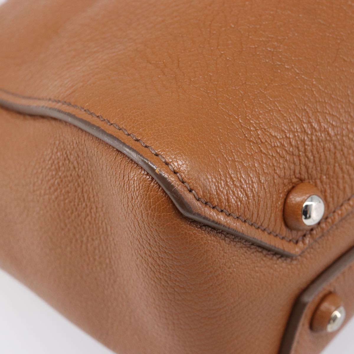 Miu Miu Hand Bag Leather 2way Brown Silver Auth yk20891M