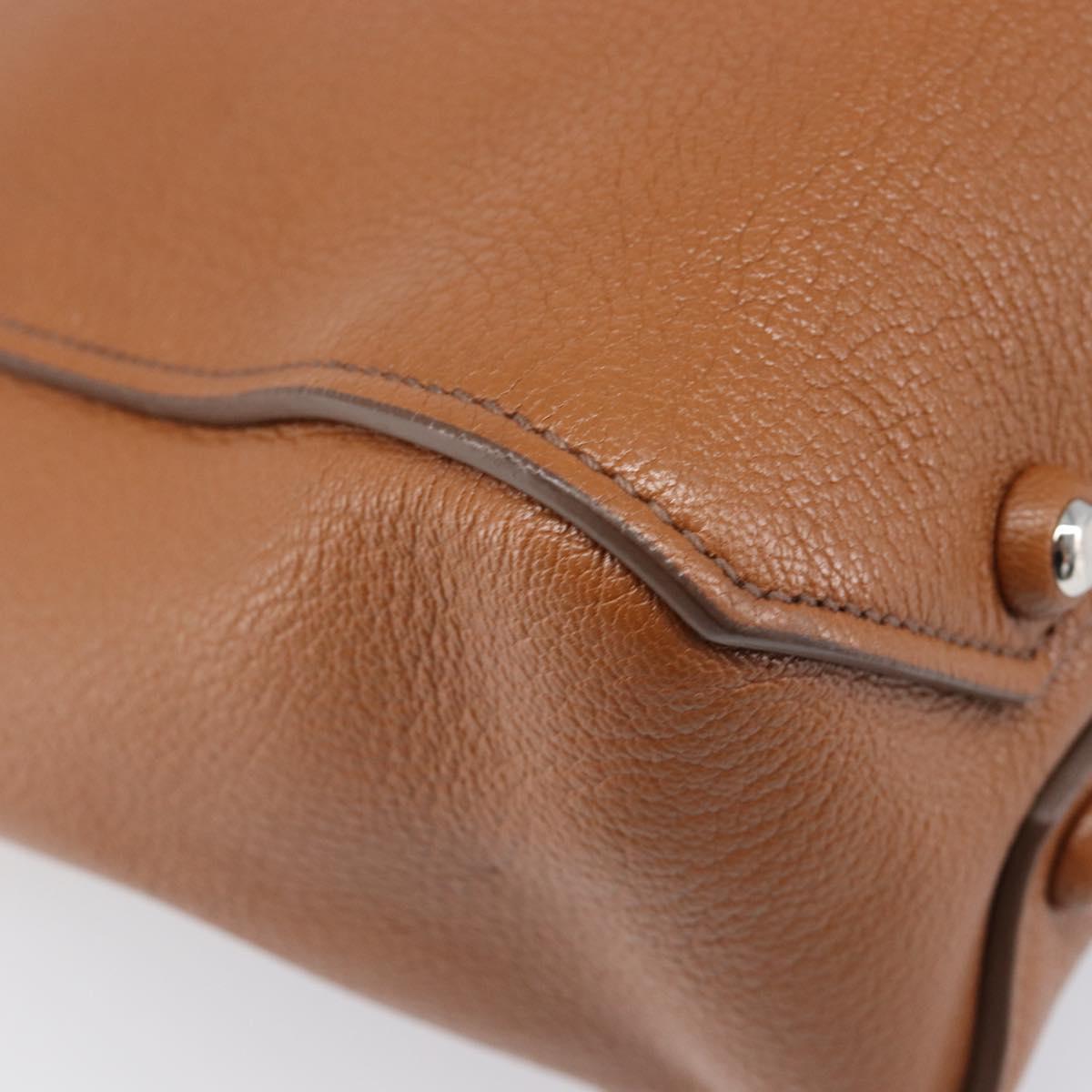Miu Miu Hand Bag Leather 2way Brown Silver Auth yk20891M