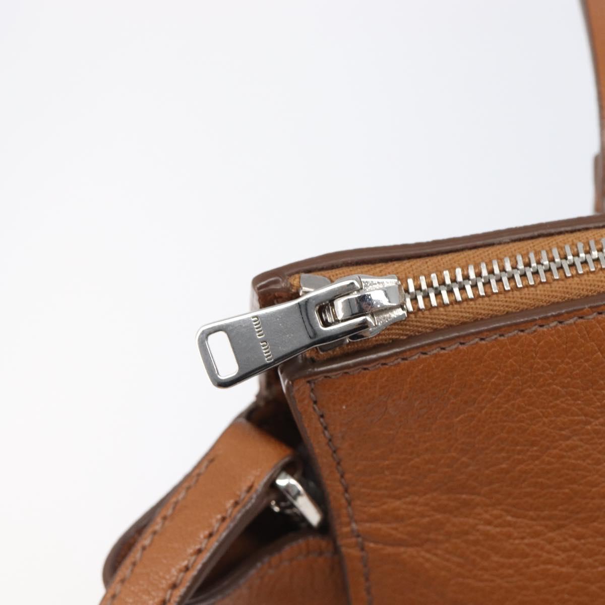 Miu Miu Hand Bag Leather 2way Brown Silver Auth yk20891M