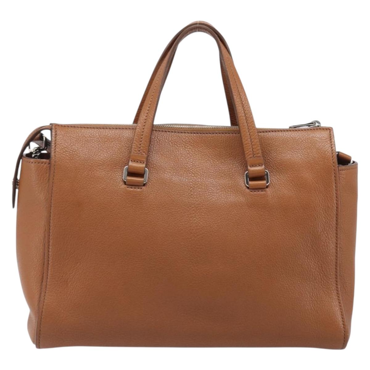 Miu Miu Hand Bag Leather 2way Brown Silver Auth yk20891M