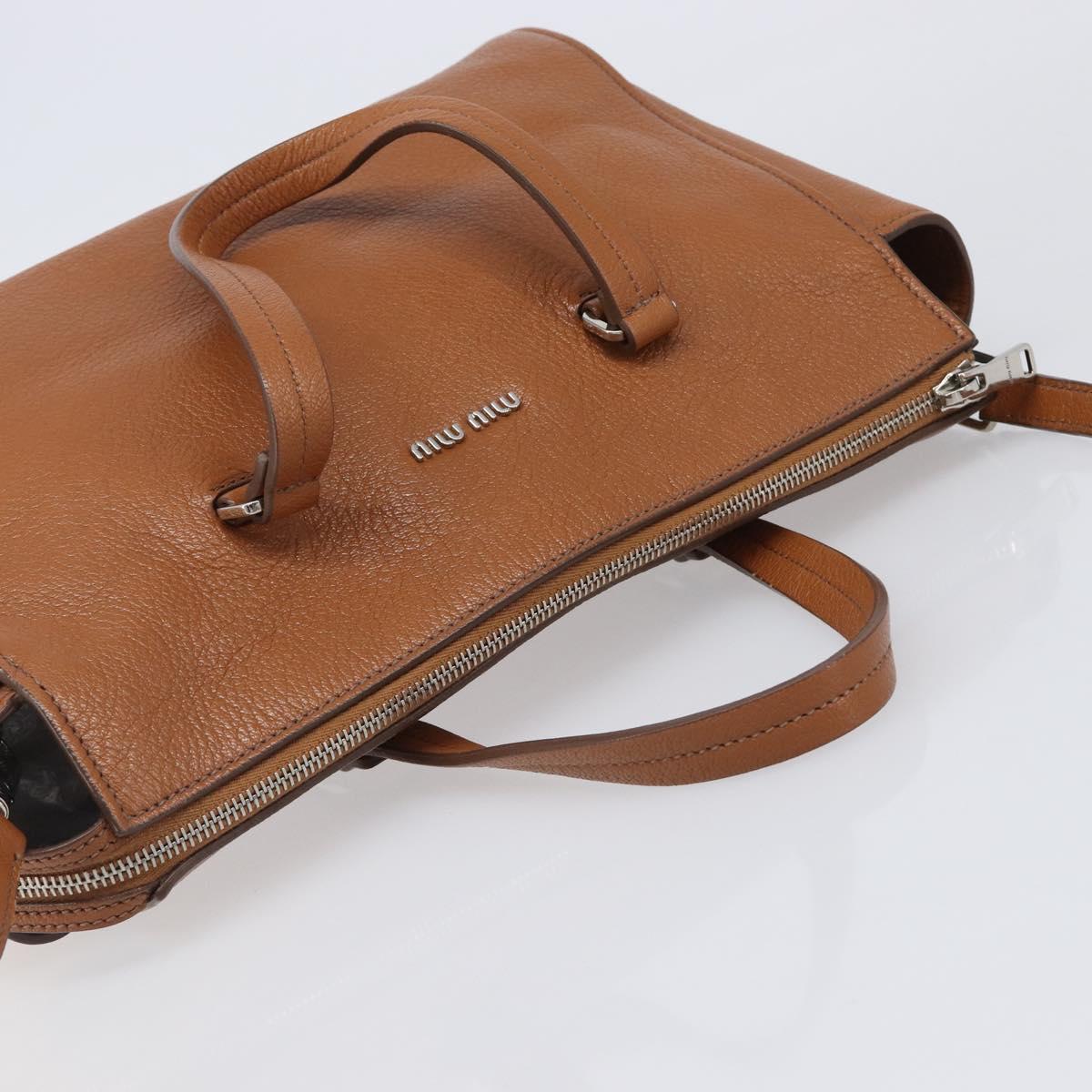 Miu Miu Hand Bag Leather 2way Brown Silver Auth yk20891M