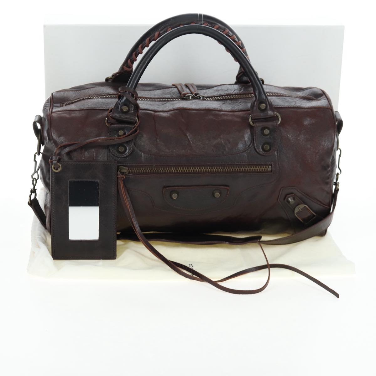 BALENCIAGA The Twiggy Hand Bag Leather 2way Brown 128523 Auth yk20892M