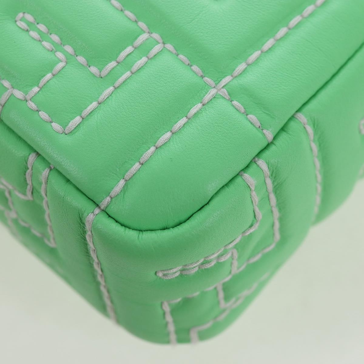 FENDI Zucca Canvas Mamma Baguette Bag Leather 2way Green Silver Auth yk20894SAM