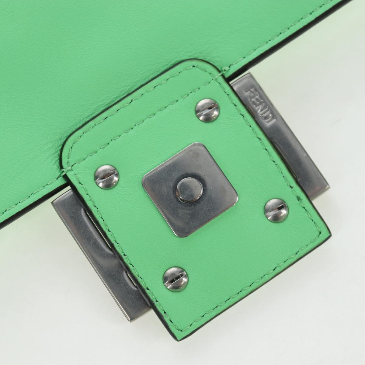FENDI Zucca Canvas Mamma Baguette Bag Leather 2way Green Silver Auth yk20894SAM