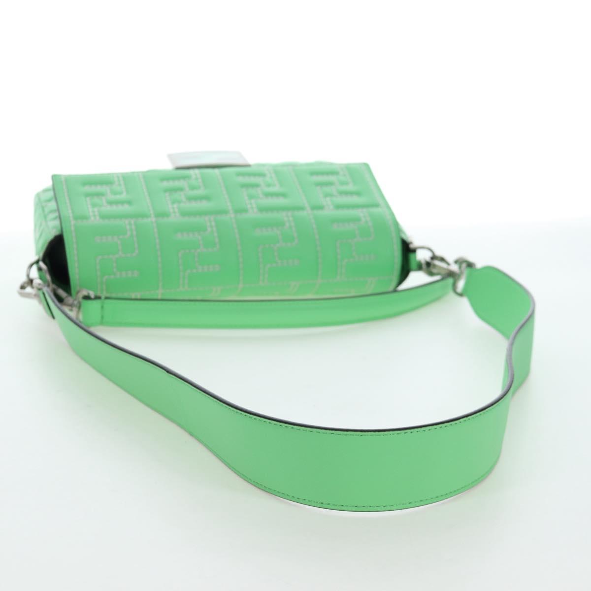 FENDI Zucca Canvas Mamma Baguette Bag Leather 2way Green Silver Auth yk20894SAM