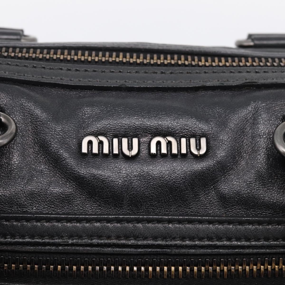 Miu Miu Hand Bag Leather 2way Black Gold Tone Auth yk20895V
