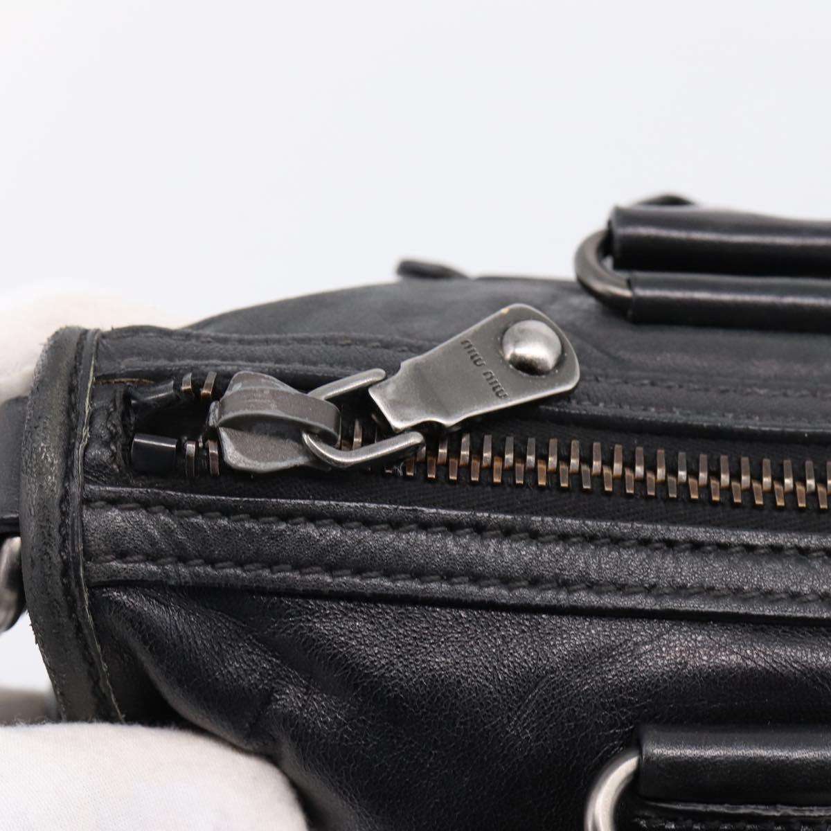 Miu Miu Hand Bag Leather 2way Black Gold Tone Auth yk20895V