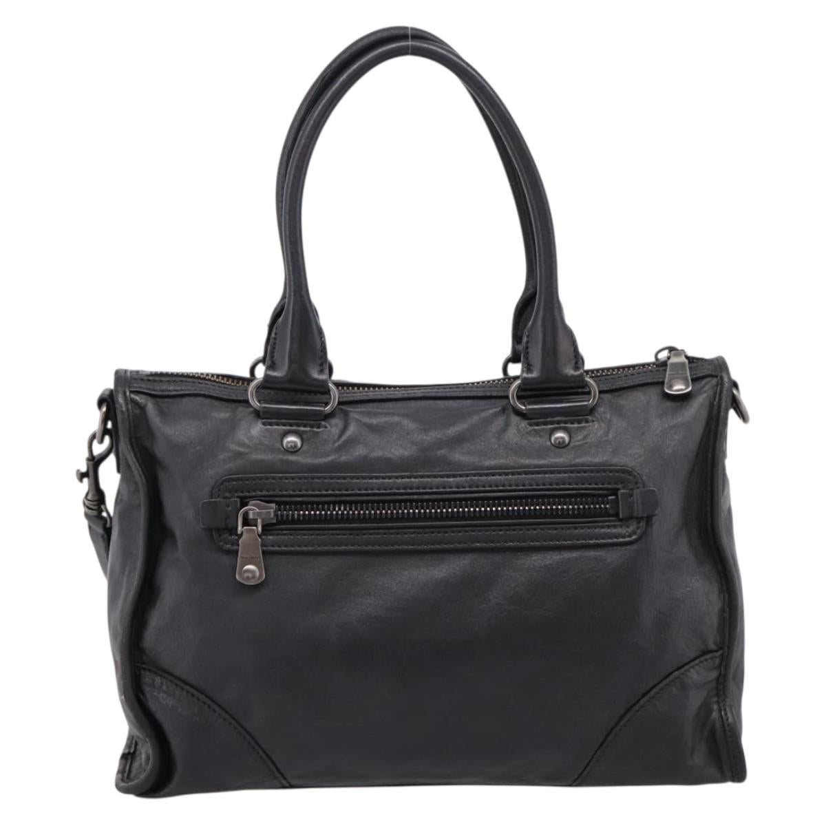 Miu Miu Hand Bag Leather 2way Black Gold Tone Auth yk20895V