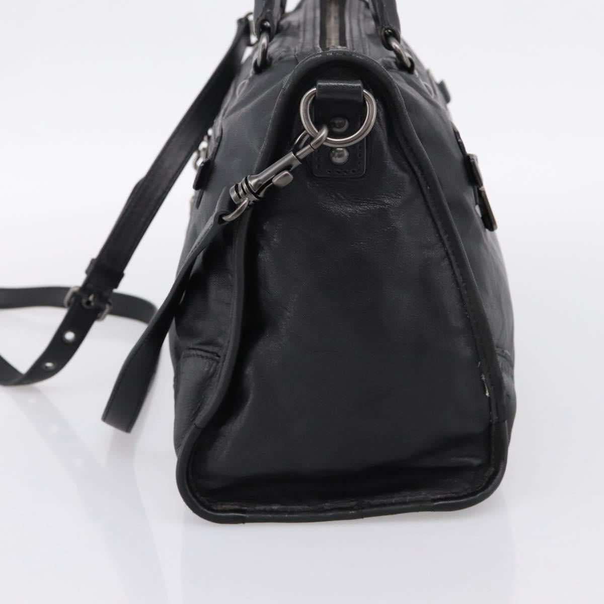 Miu Miu Hand Bag Leather 2way Black Gold Tone Auth yk20895V