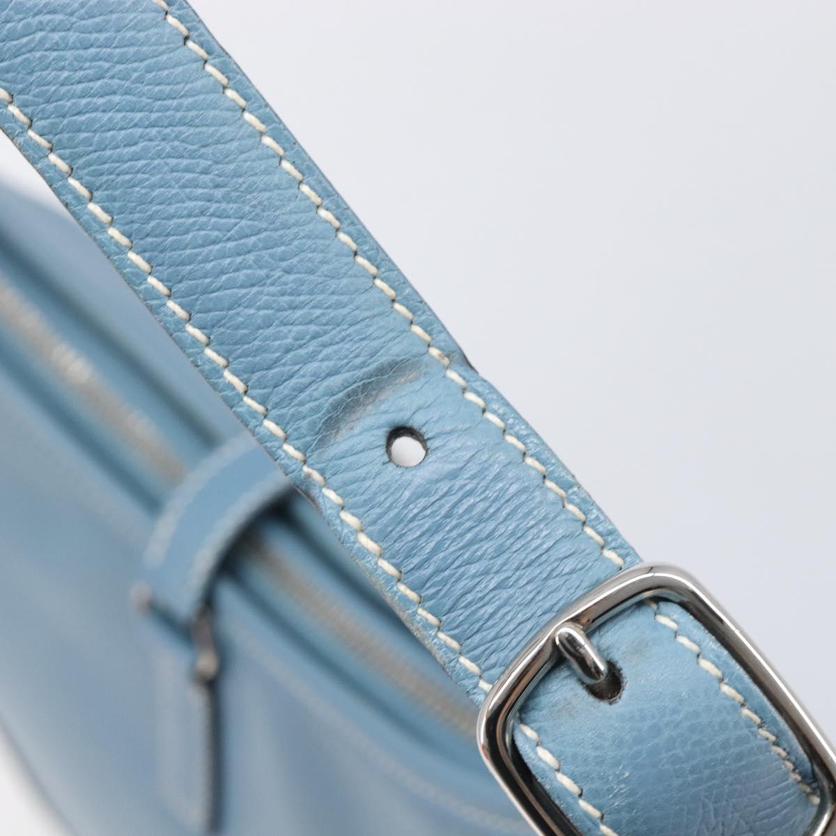 HERMES Epsom Trim 31 Shoulder Bag Leather Blue Silver Auth yk20897M