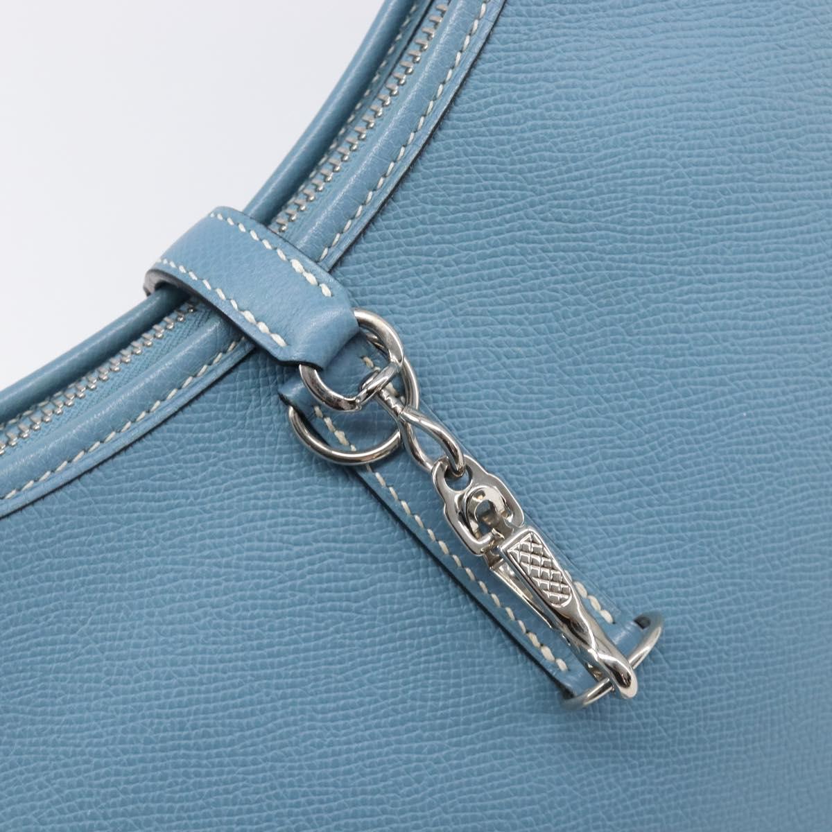 HERMES Epsom Trim 31 Shoulder Bag Leather Blue Silver Auth yk20897M