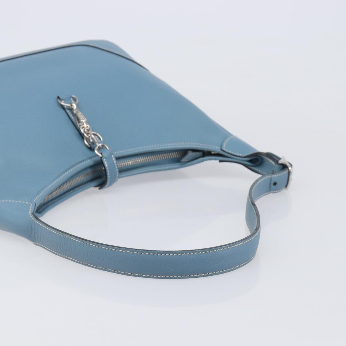 HERMES Epsom Trim 31 Shoulder Bag Leather Blue Silver Auth yk20897M
