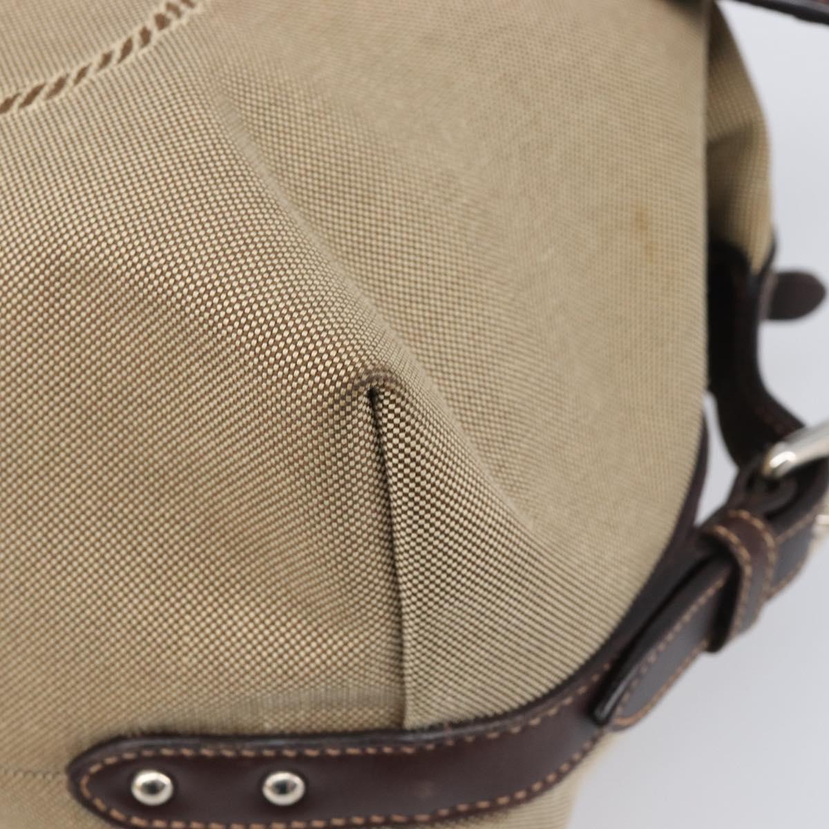 PRADA Shoulder Bag Canvas Beige Silver Auth yk20901V