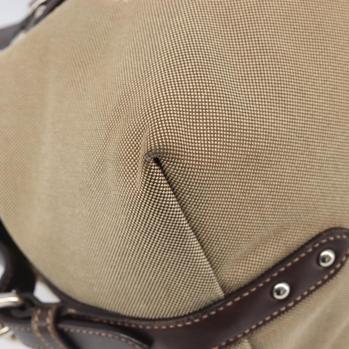 PRADA Shoulder Bag Canvas Beige Silver Auth yk20901V