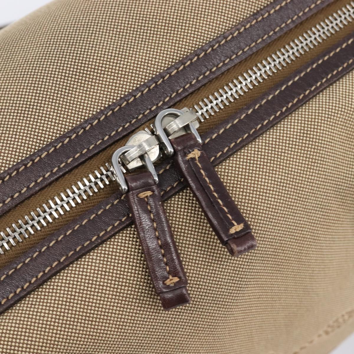 PRADA Shoulder Bag Canvas Beige Silver Auth yk20901V