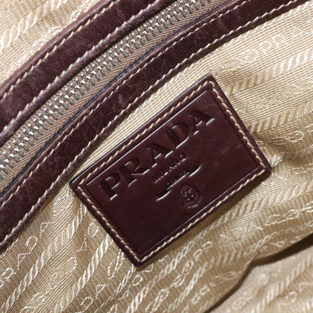 PRADA Shoulder Bag Canvas Beige Silver Auth yk20901V