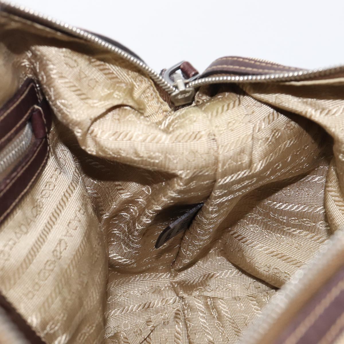 PRADA Shoulder Bag Canvas Beige Silver Auth yk20901V
