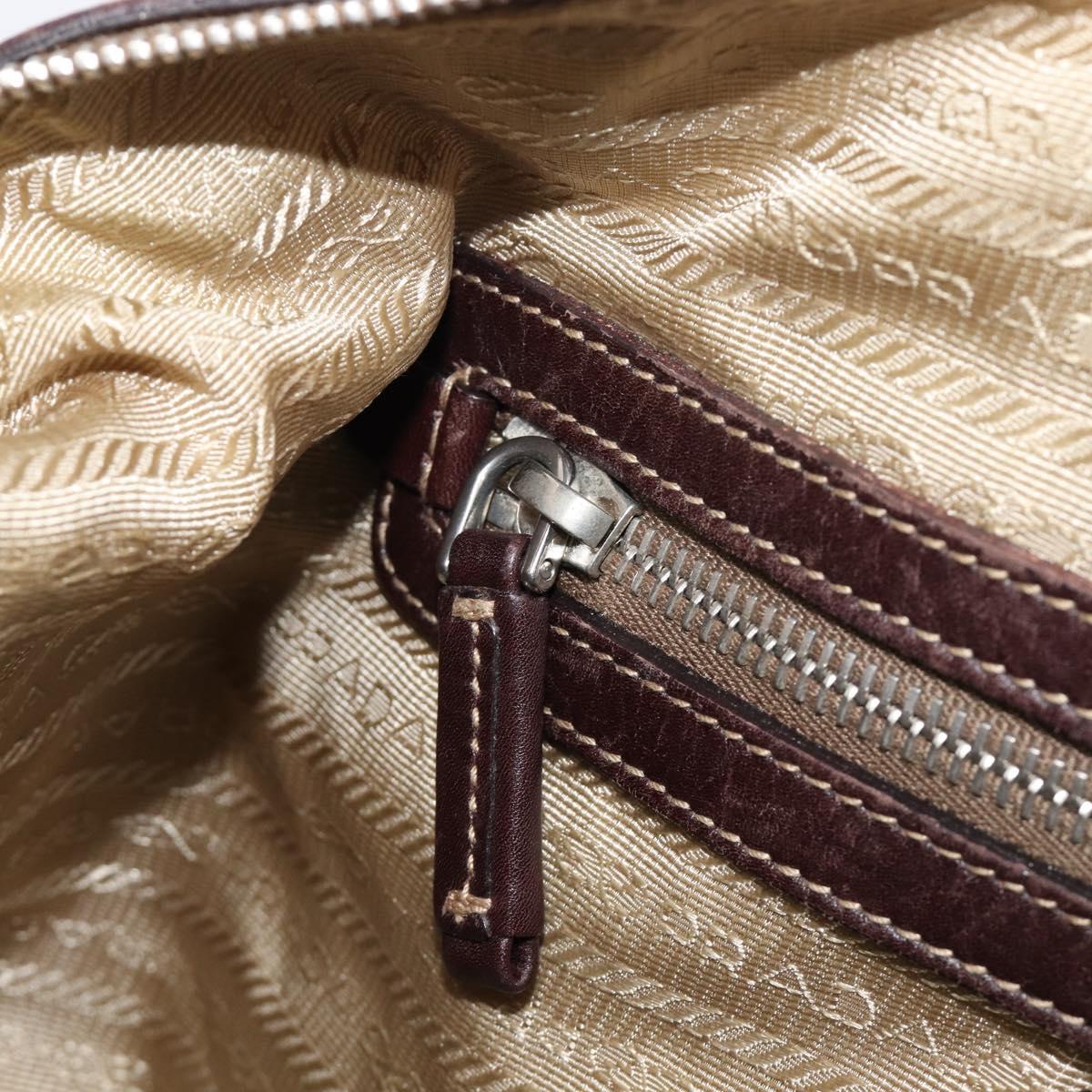 PRADA Shoulder Bag Canvas Beige Silver Auth yk20901V