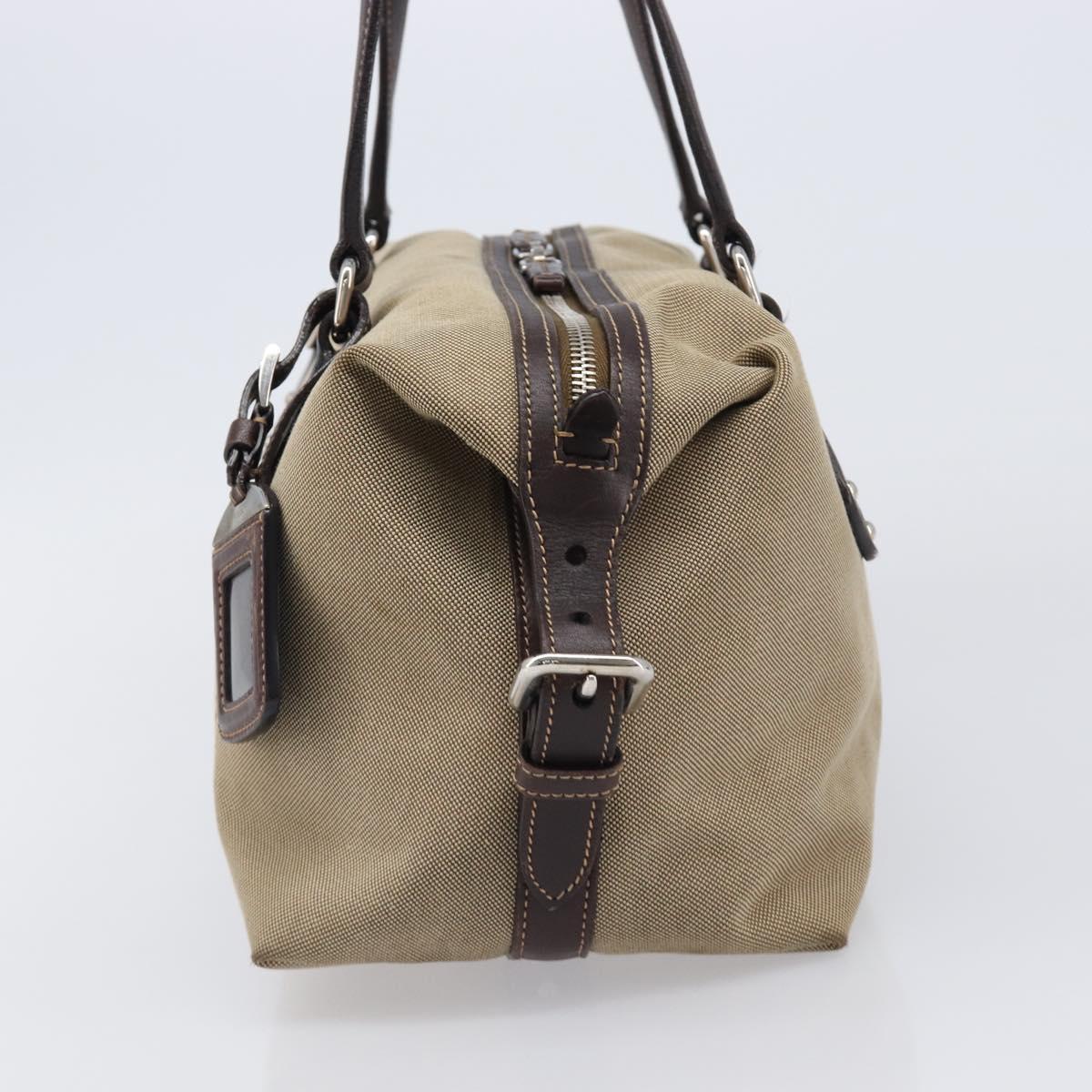 PRADA Shoulder Bag Canvas Beige Silver Auth yk20901V