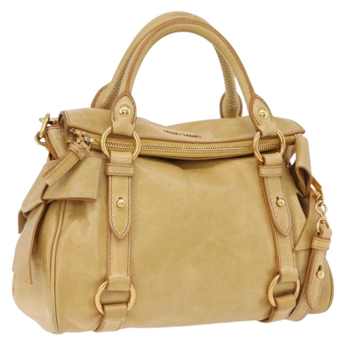 Miu Miu Hand Bag Leather 2way Yellow Gold Auth yk20904V