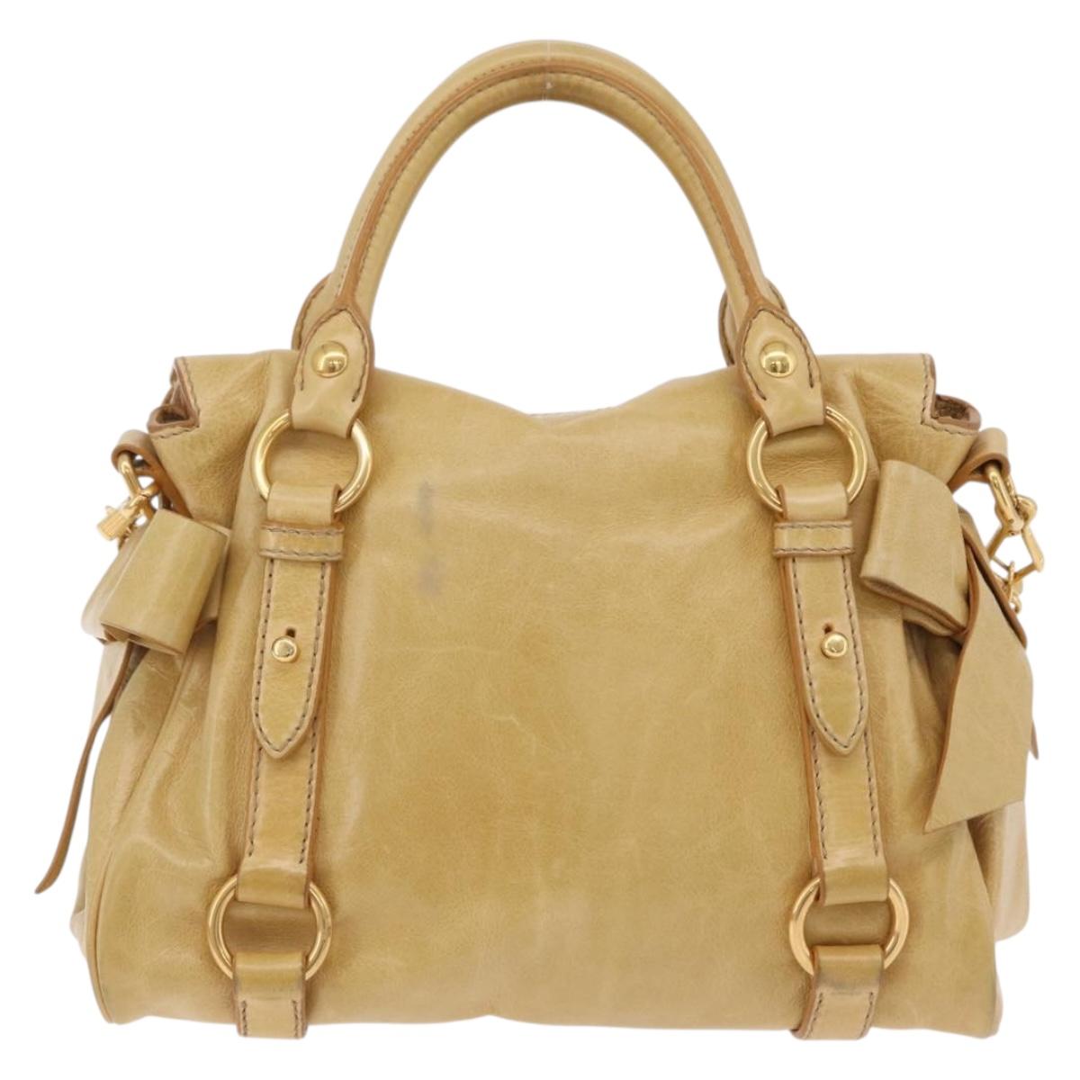 Miu Miu Hand Bag Leather 2way Yellow Gold Auth yk20904V