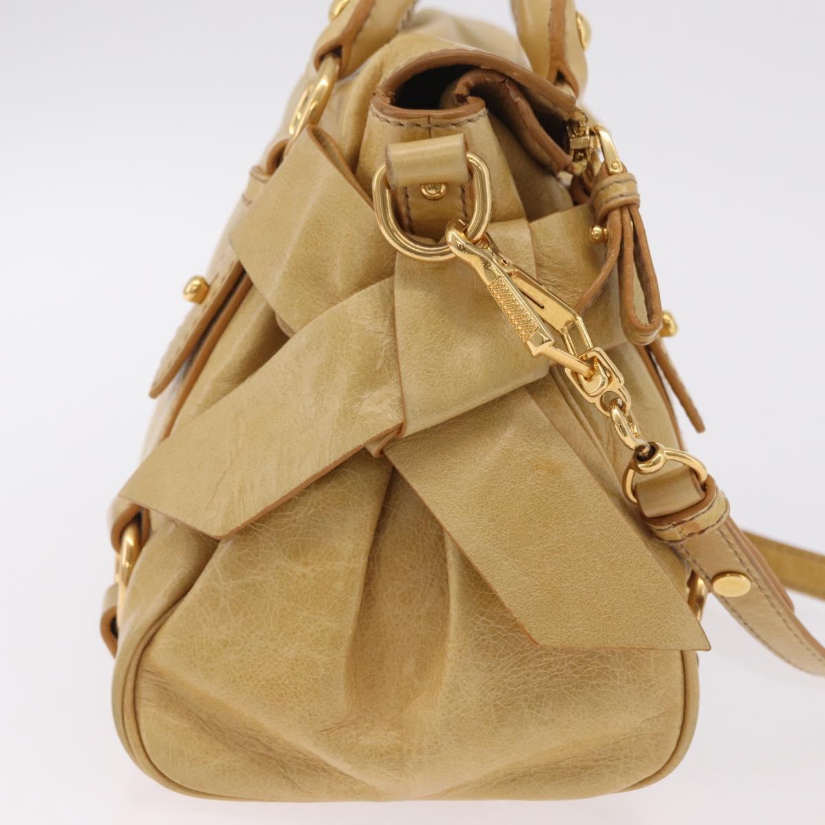 Miu Miu Hand Bag Leather 2way Yellow Gold Auth yk20904V