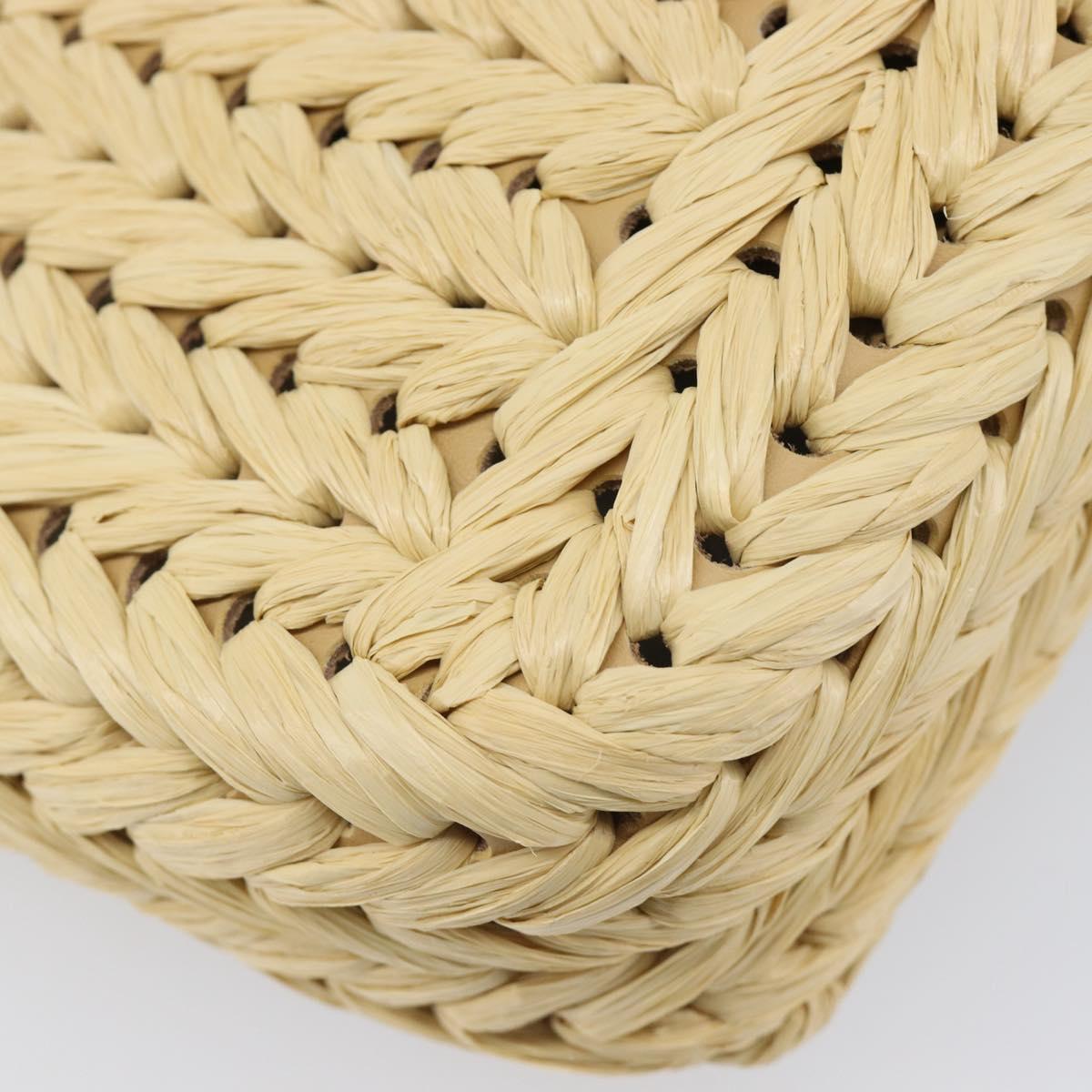 FENDI Mamma Baguette Shoulder Bag Raffia 2way Beige Gold Auth yk20905SAM