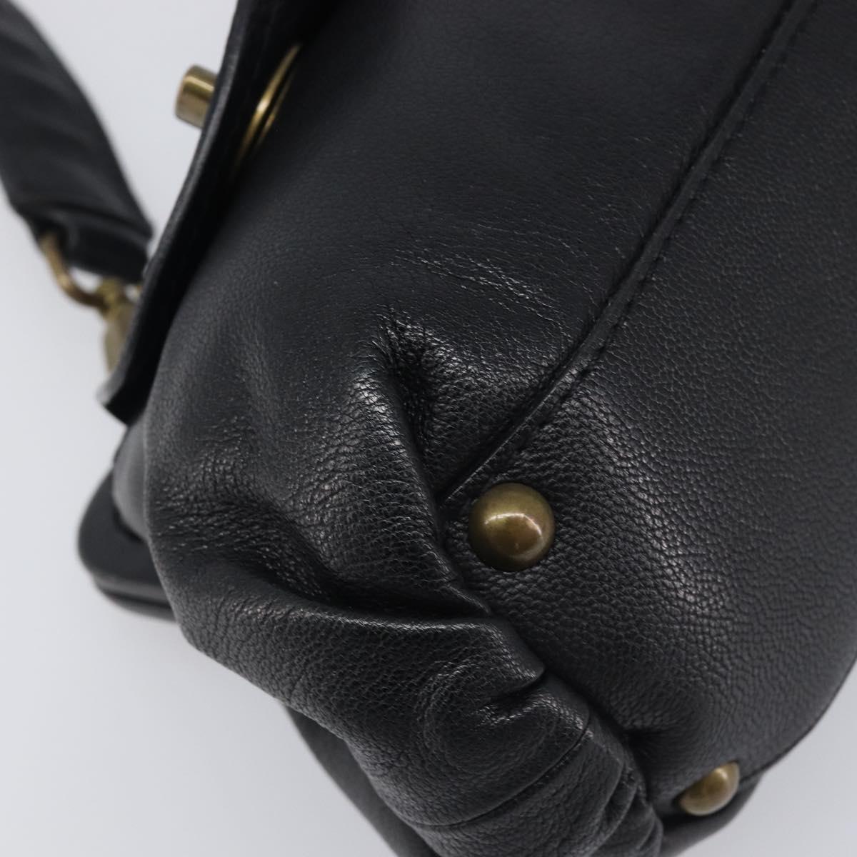 Miu Miu Shoulder Bag Leather Black Gold Auth yk20915V