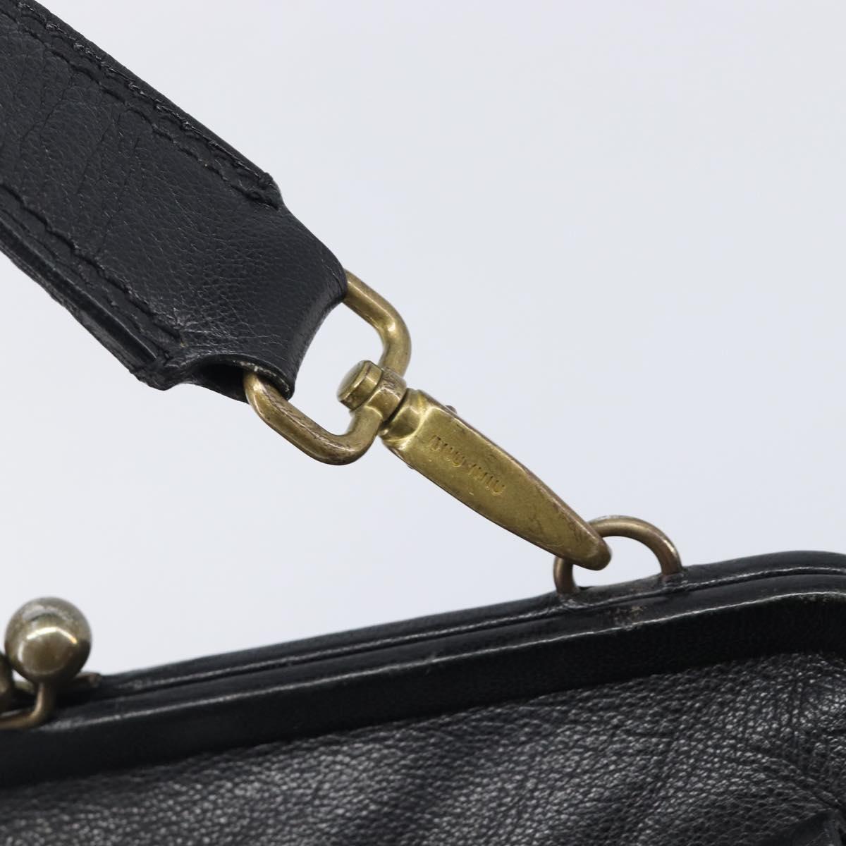 Miu Miu Shoulder Bag Leather Black Gold Auth yk20915V