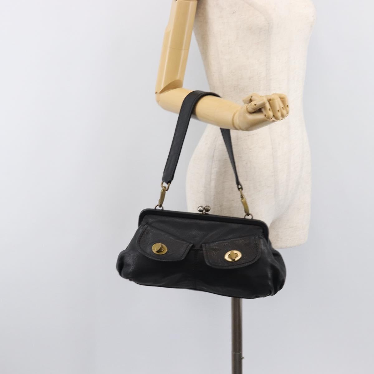 Miu Miu Shoulder Bag Leather Black Gold Auth yk20915V