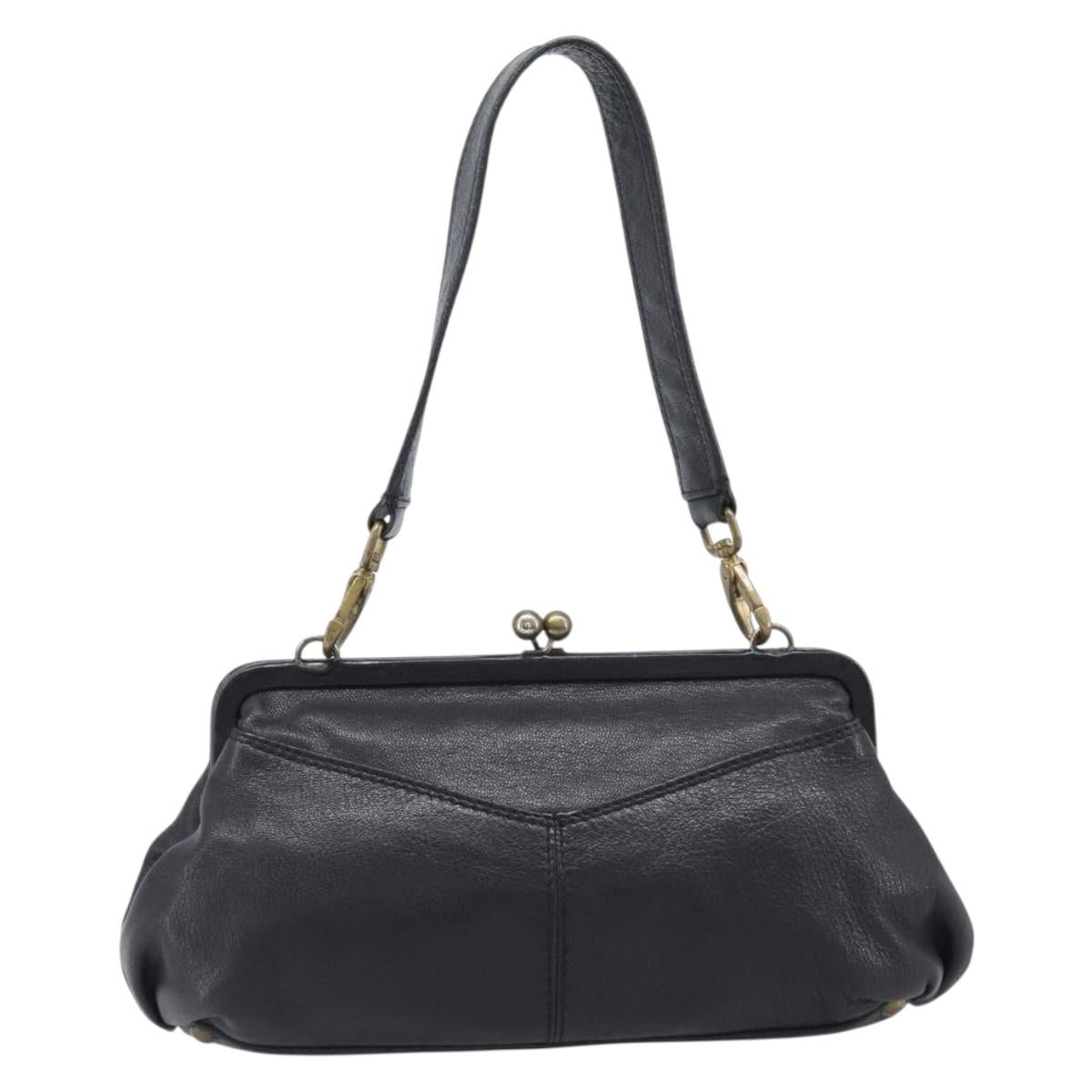 Miu Miu Shoulder Bag Leather Black Gold Auth yk20915V
