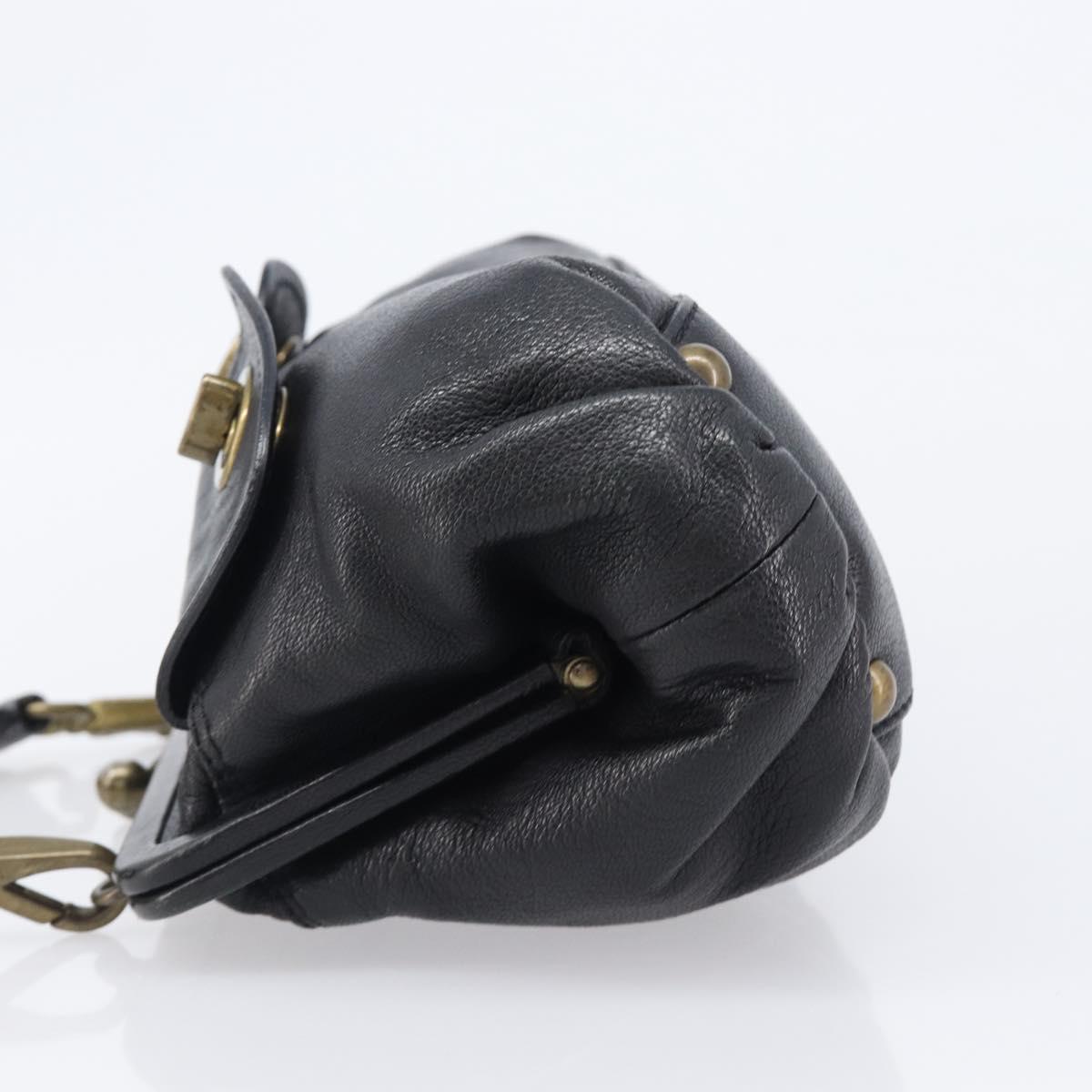 Miu Miu Shoulder Bag Leather Black Gold Auth yk20915V