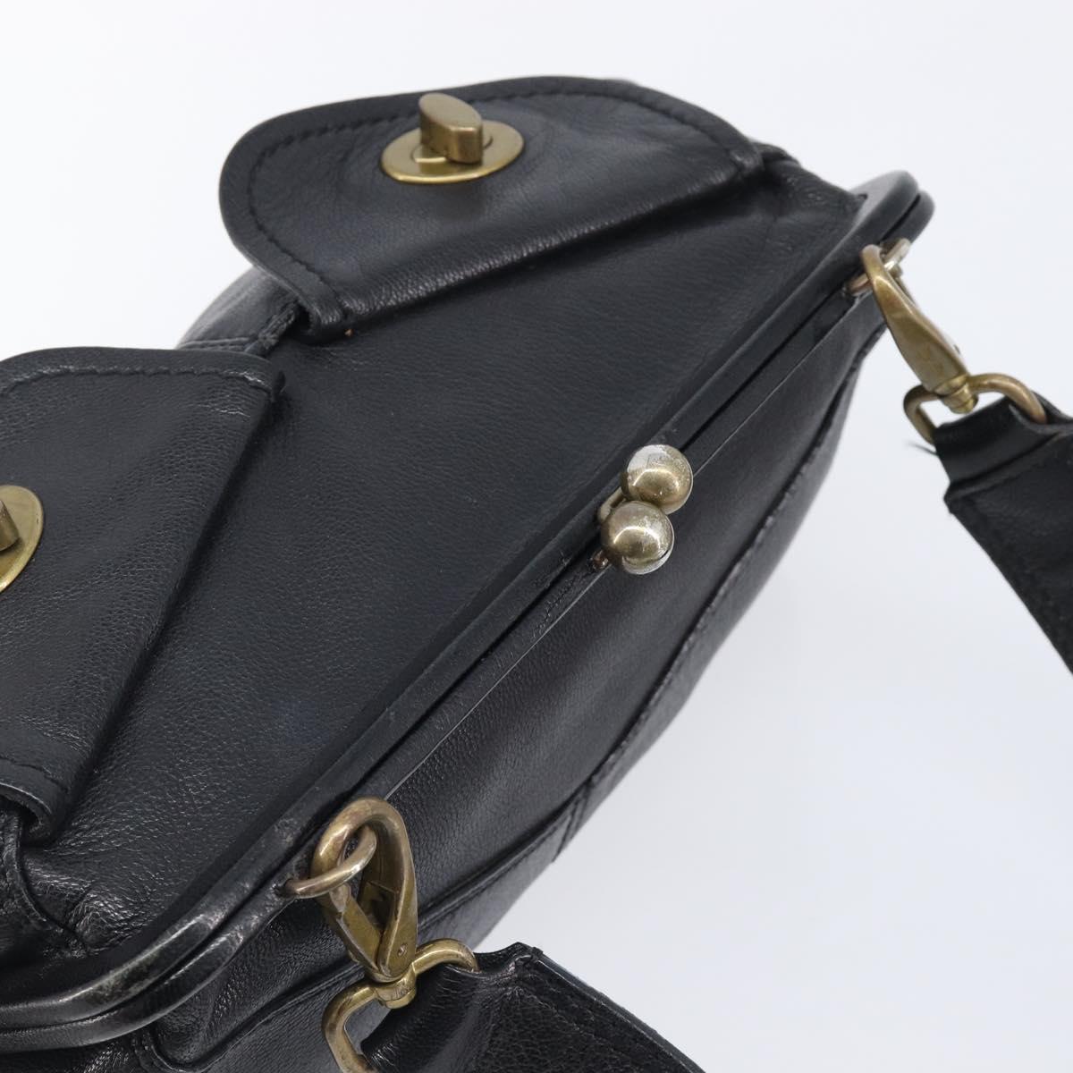 Miu Miu Shoulder Bag Leather Black Gold Auth yk20915V