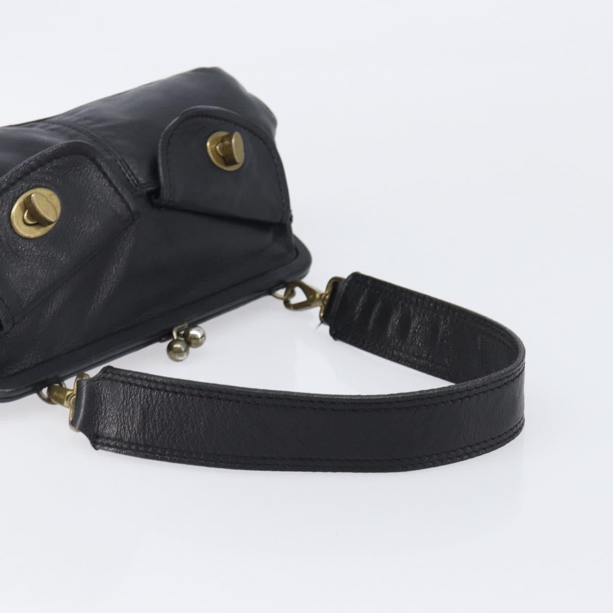 Miu Miu Shoulder Bag Leather Black Gold Auth yk20915V