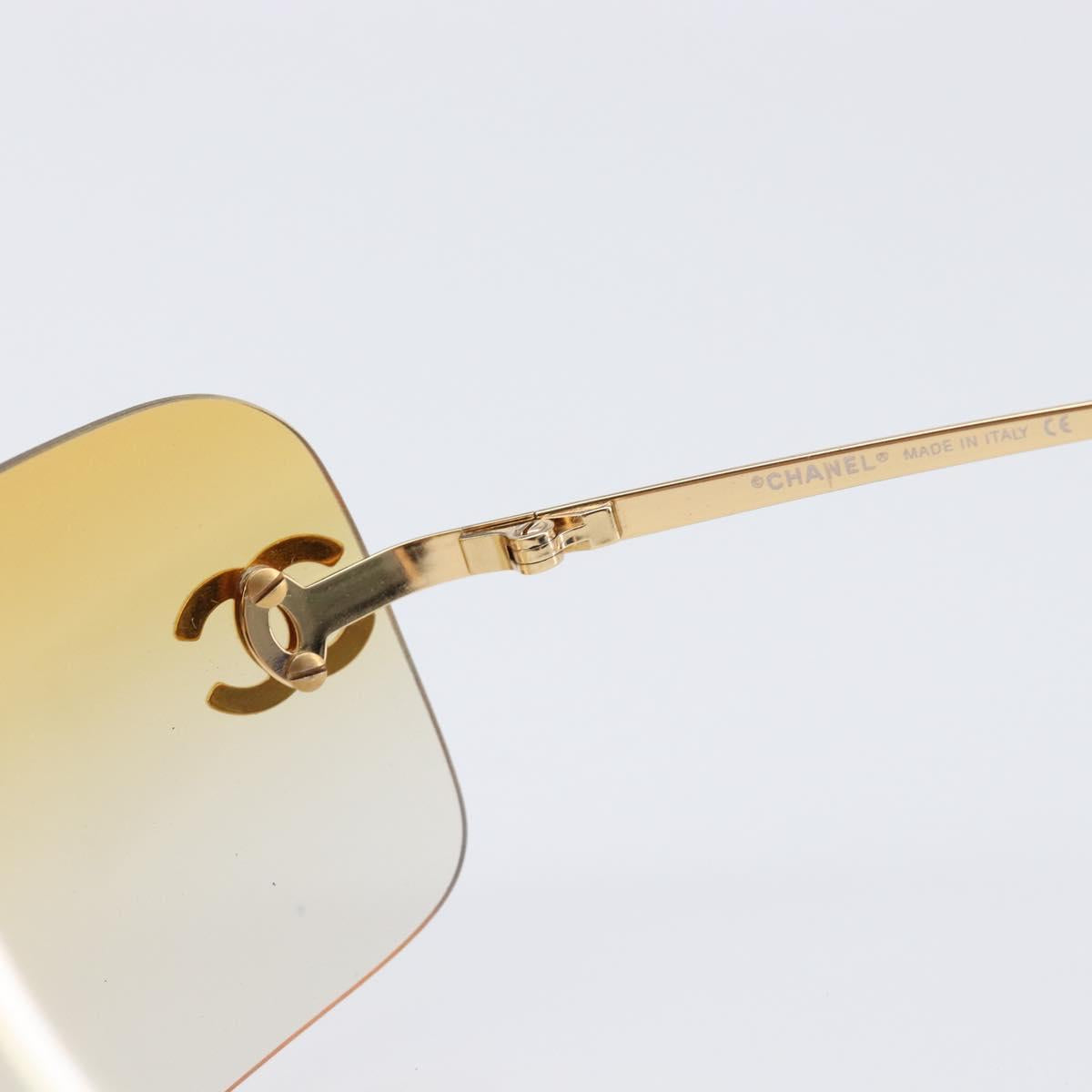 CHANEL Sunglasses Metal Orange Gold CC Auth yk20917M