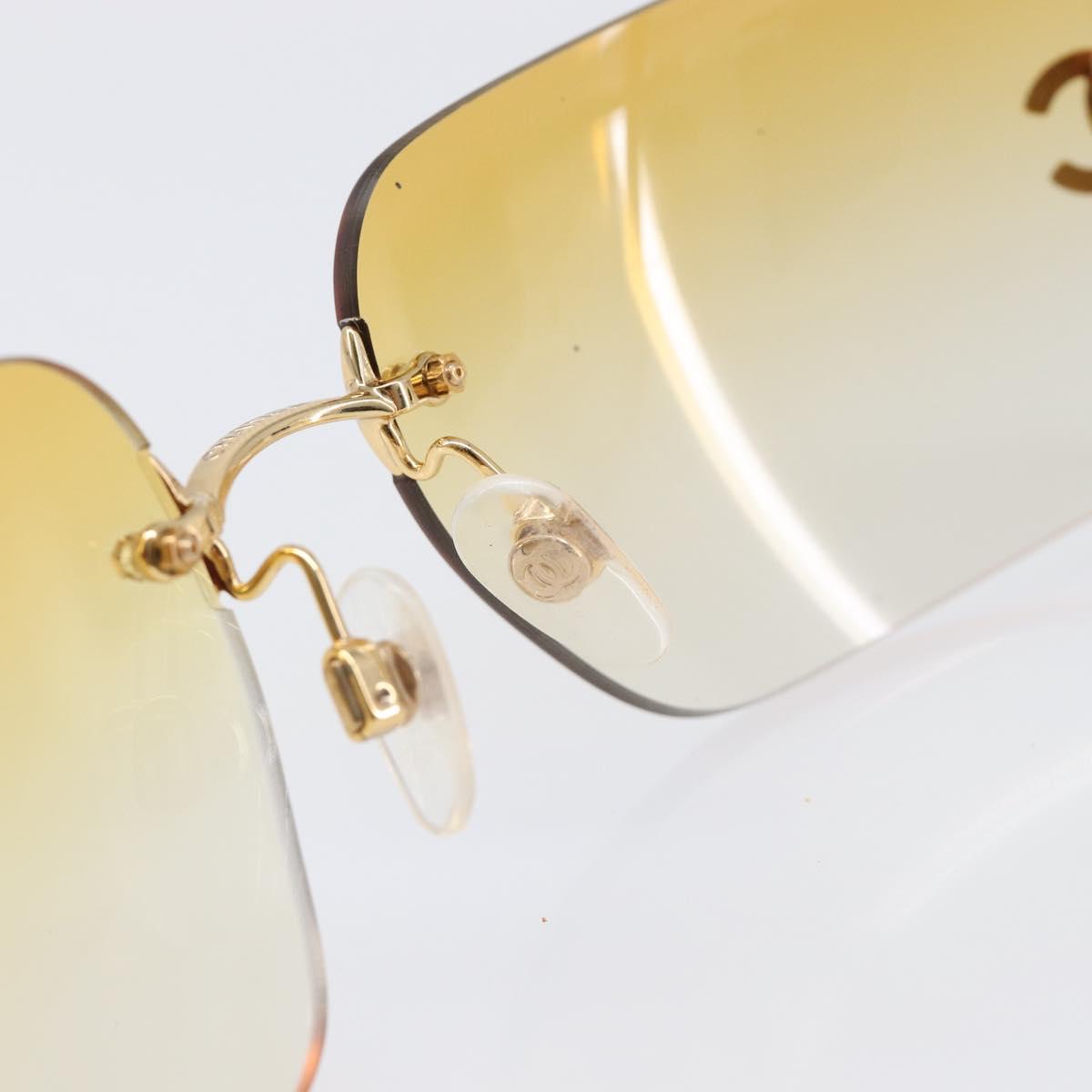 CHANEL Sunglasses Metal Orange Gold CC Auth yk20917M