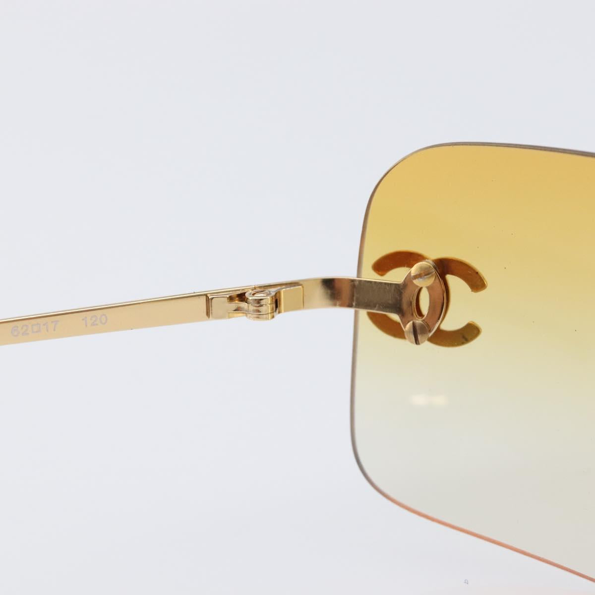 CHANEL Sunglasses Metal Orange Gold CC Auth yk20917M