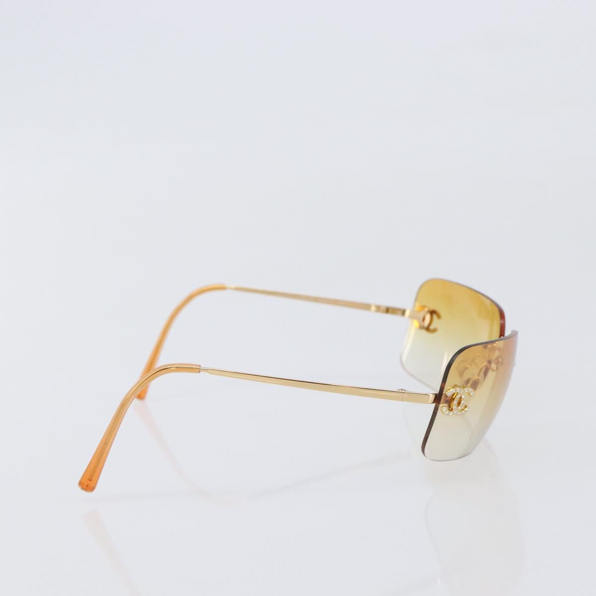 CHANEL Sunglasses Metal Orange Gold CC Auth yk20917M