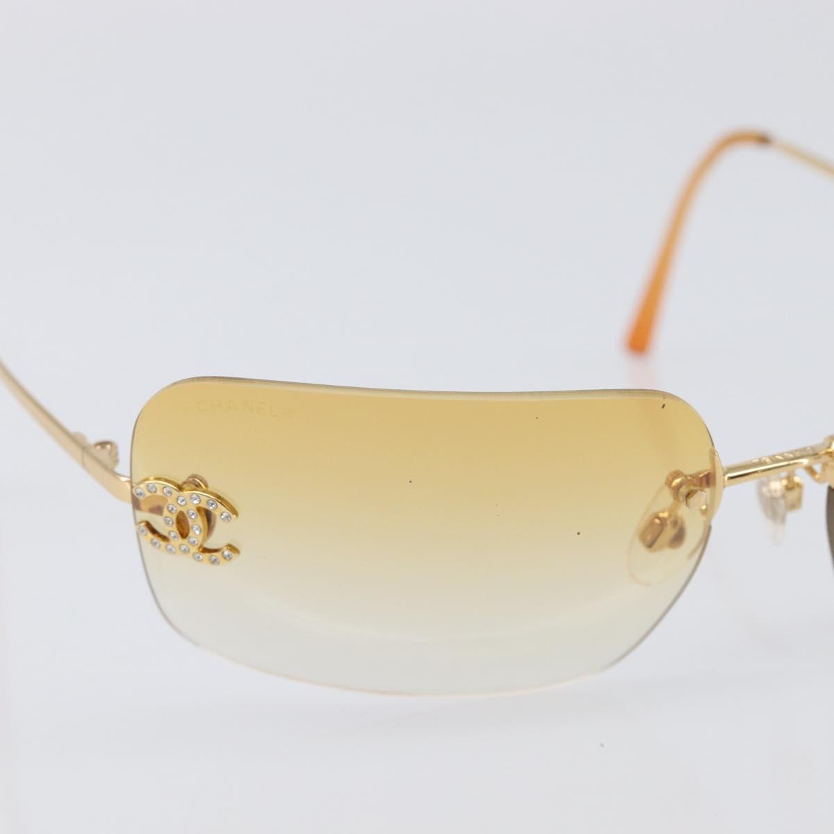 CHANEL Sunglasses Metal Orange Gold CC Auth yk20917M
