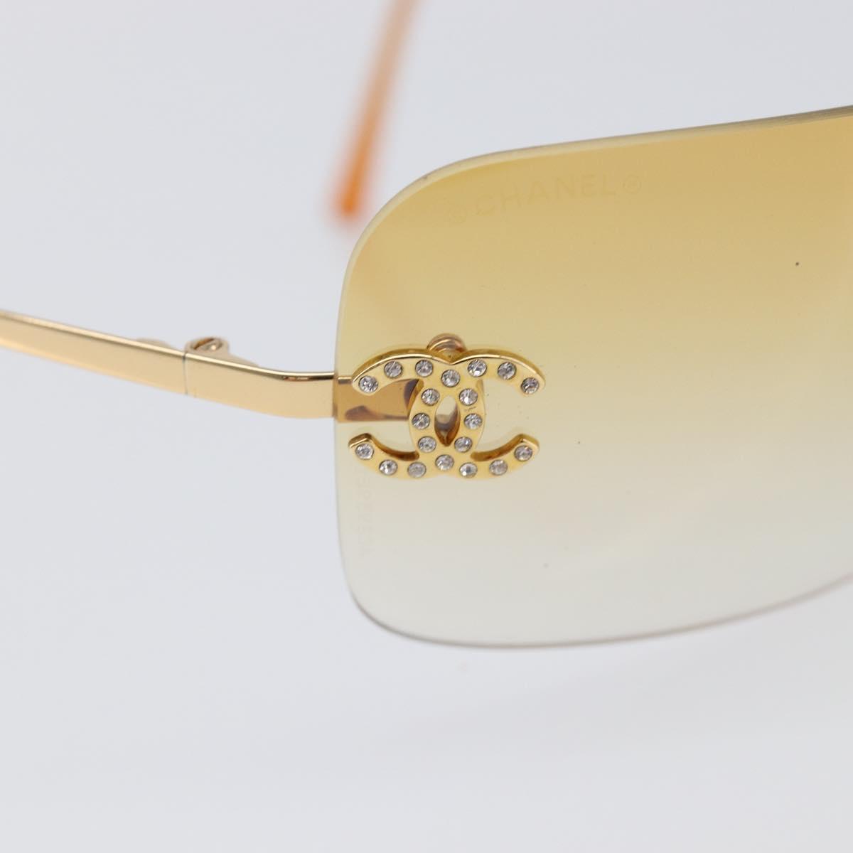 CHANEL Sunglasses Metal Orange Gold CC Auth yk20917M