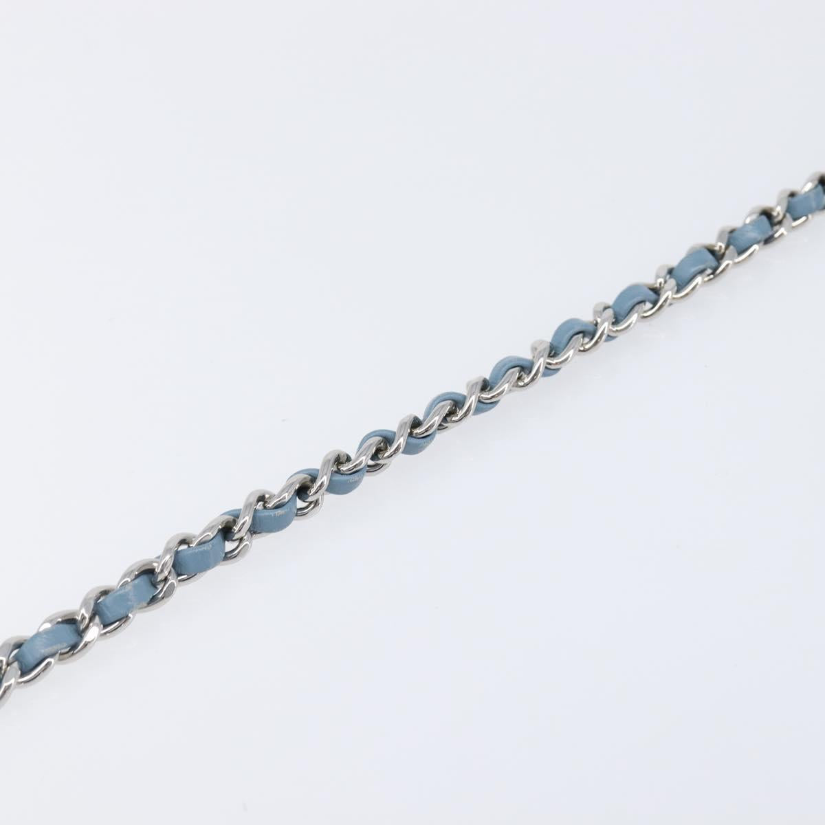 CHANEL Mini Matelasse Chain Shoulder Bag Sequin Blue Silver CC Auth yk20926M