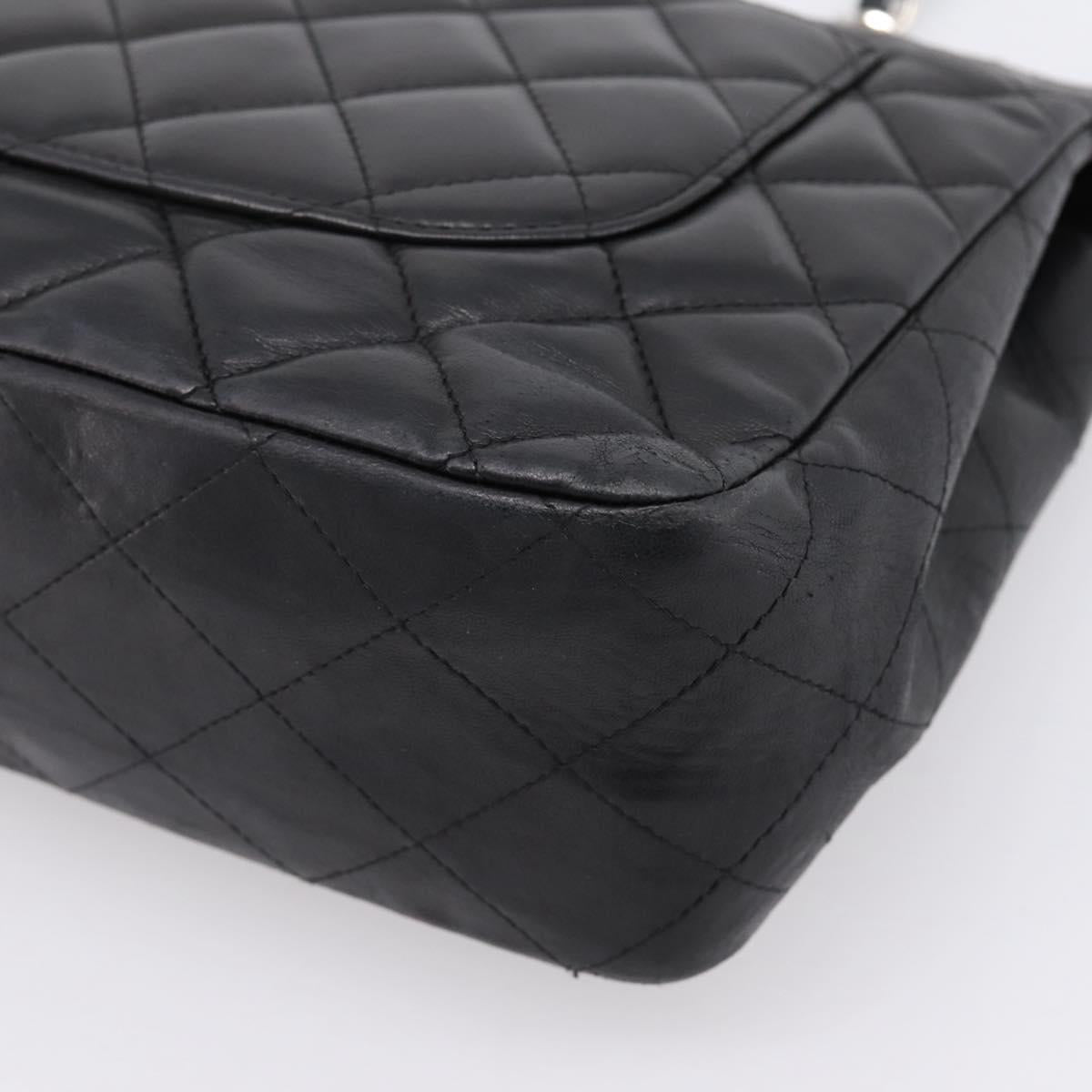 CHANEL Matelasse 30 Chain Shoulder Bag Lamb Skin Black Silver CC Auth yk20928V