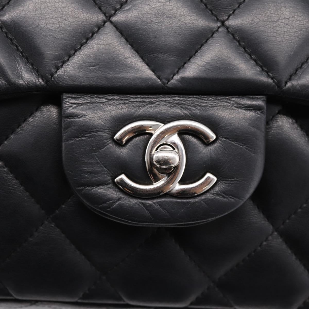 CHANEL Matelasse 30 Chain Shoulder Bag Lamb Skin Black Silver CC Auth yk20928V