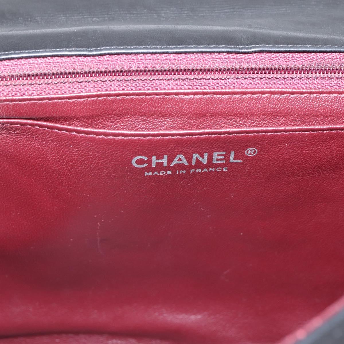CHANEL Matelasse 30 Chain Shoulder Bag Lamb Skin Black Silver CC Auth yk20928V