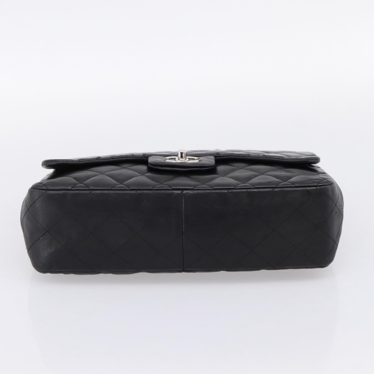 CHANEL Matelasse 30 Chain Shoulder Bag Lamb Skin Black Silver CC Auth yk20928V
